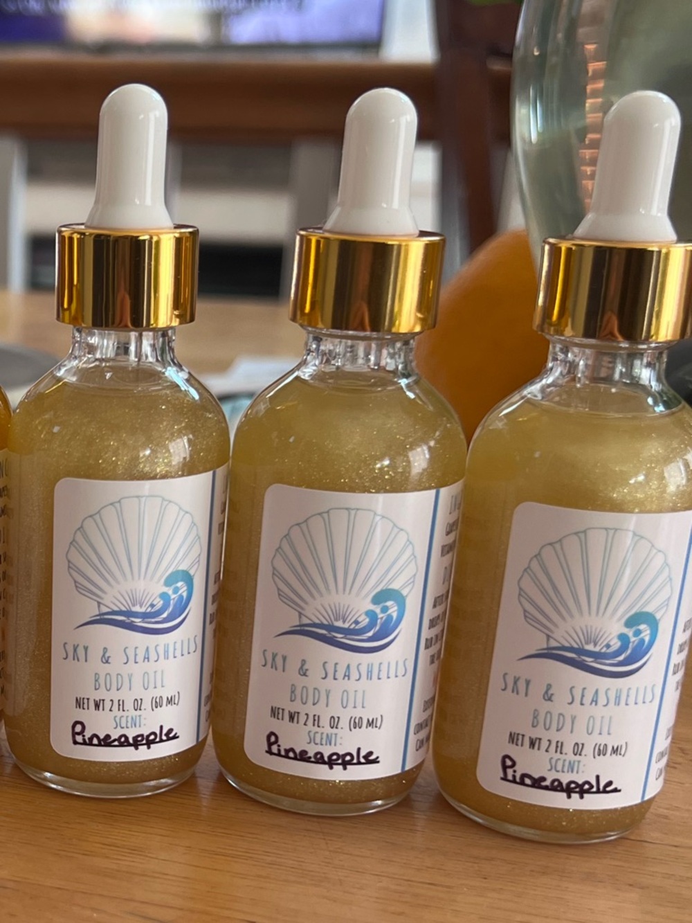 Hand Crafted “Pineapple” Scented Body Oil by Sky & Seashells Skincare